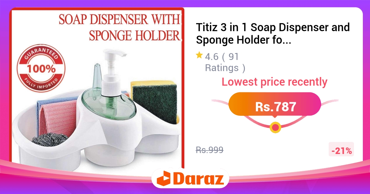 Titiz 3 in 1 Soap Dispenser Sponge Holder Caddy