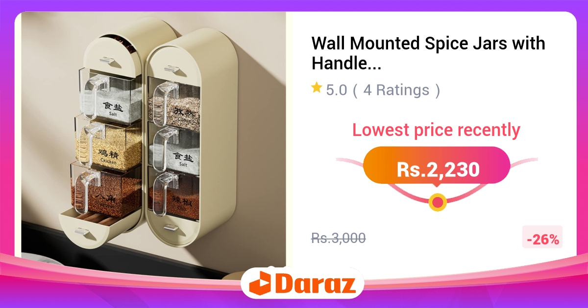Wall Mounted Spice Jars 5 Grid Seasoning Box