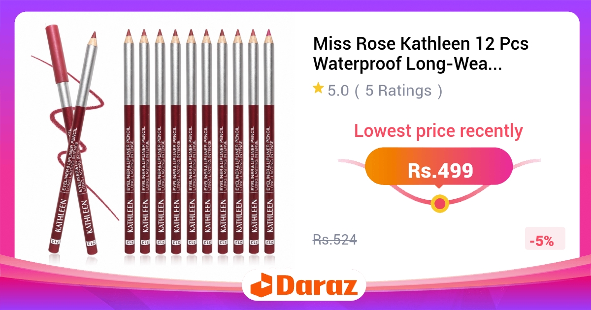 Miss Rose Kathleen 12 Pcs Eyeliner Lip Liner Set