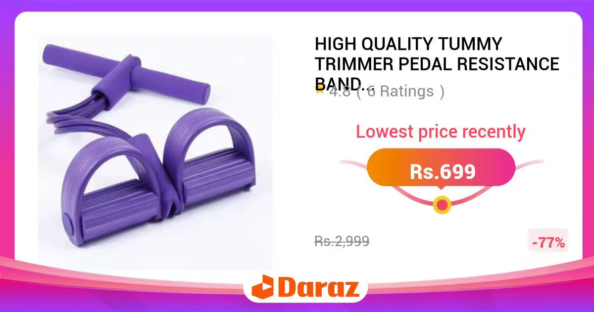 High Quality Tummy Trimmer Pedal Resistance Bands Home Gym Exercise Equipment Double Pull Rope Rubber Pedals and Abs Exerciser for Weight Loss Perfect Home Workouts Yoga Crossfit and Unisex Fitness