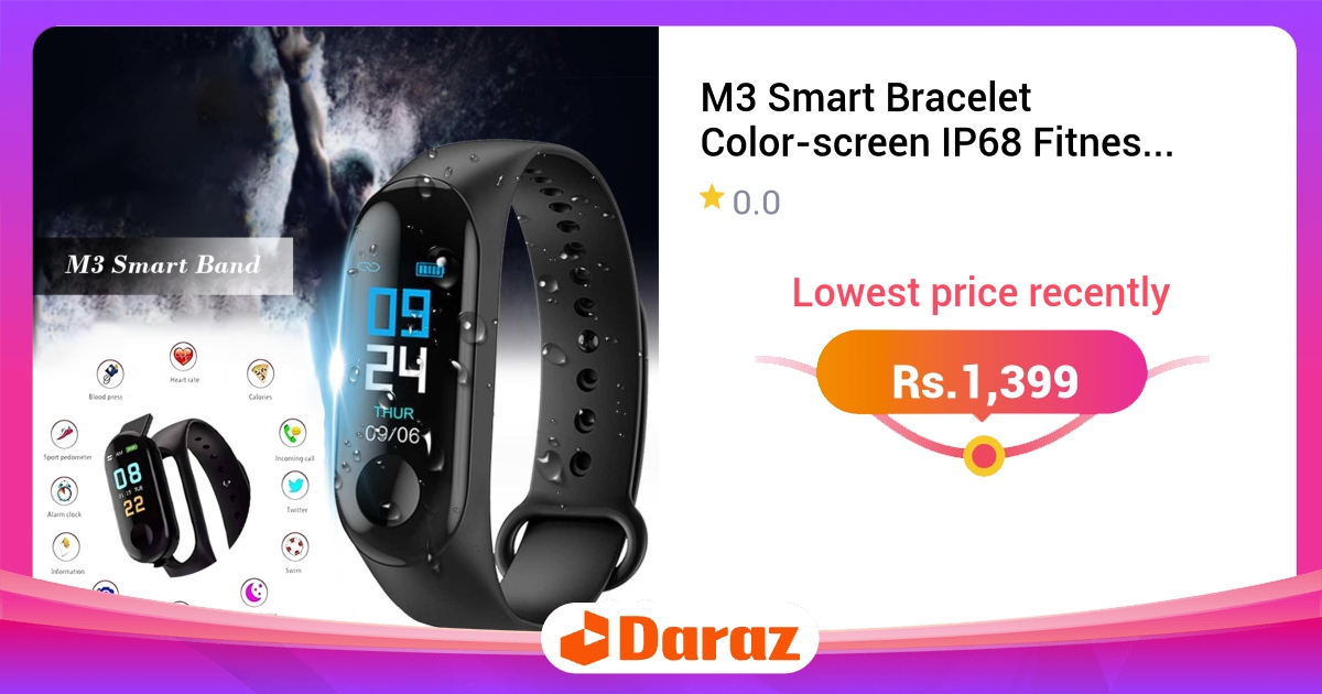M3 Smart Bracelet Color Screen IP68 Fitness Tracker