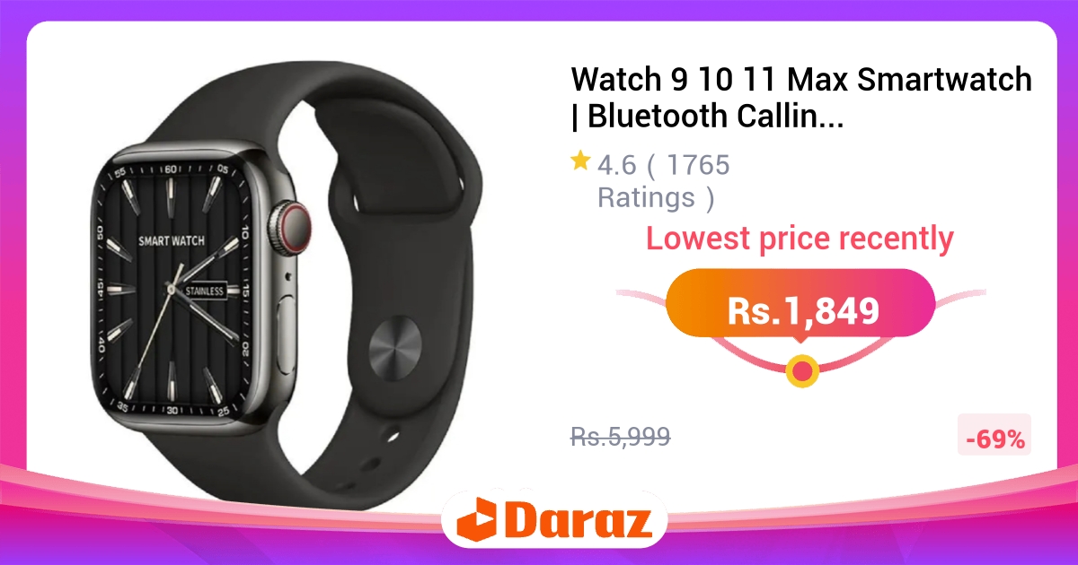 Watch 9/10/11 Max Smartwatch - Bluetooth Calling, Wireless Charging, Full Touch