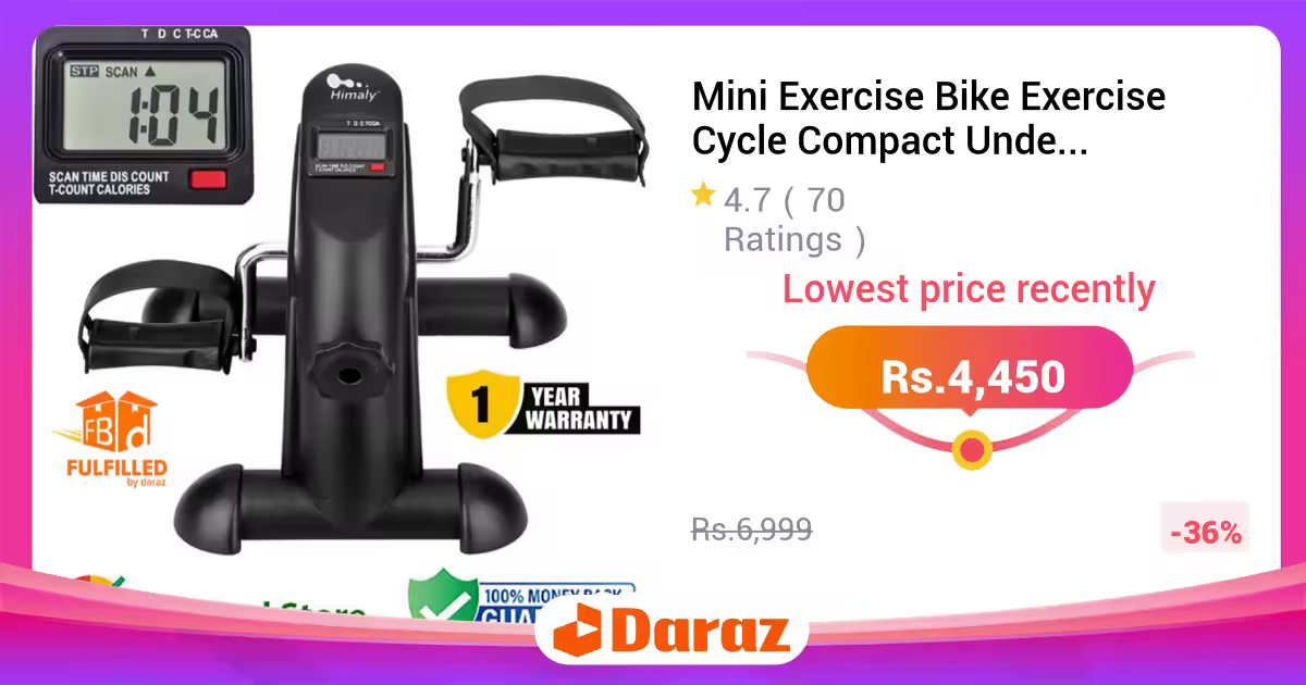 Mini Exercise Bike Exercise Cycle Compact Under Desk Pedal Bike - Great for Work and Study