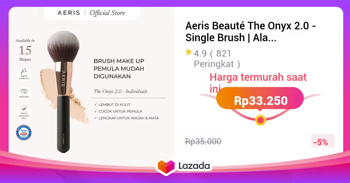 Aeris Beauté The Onyx 2.0 - Single Brush | Alat Make Up Kuas Rias Lembut Premium Terjangkau Bagus untuk Pemula