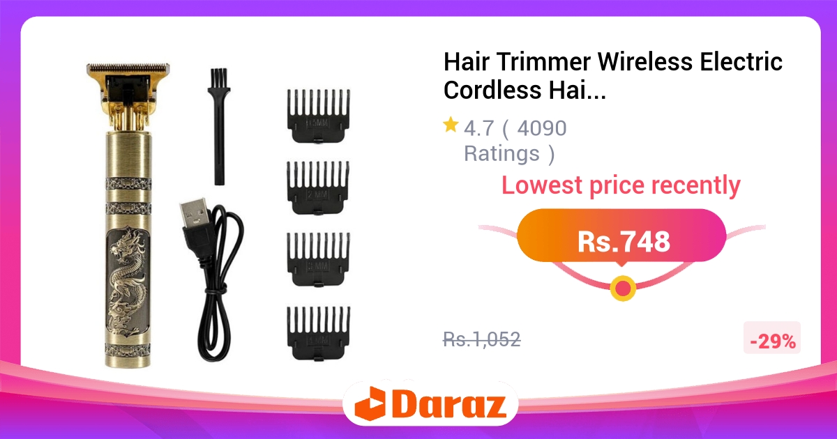 Hair Trimmer Wireless Cordless - Professional Barber Clipper for Men