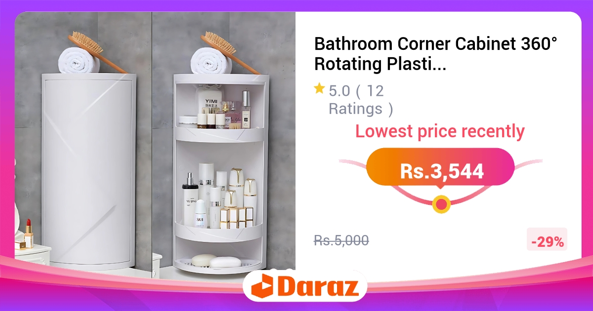 Bathroom Corner Cabinet 360 Rotating Two Layer