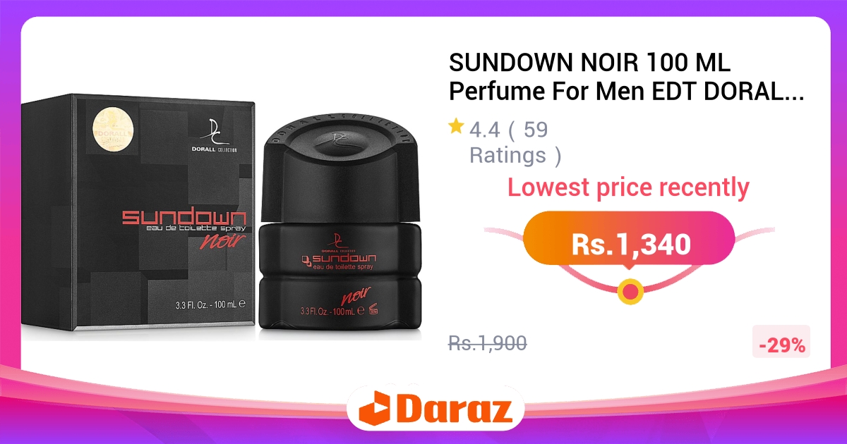 Sundown Noir 100ml Perfume For Men EDT - Dorall Collection, Long Lasting