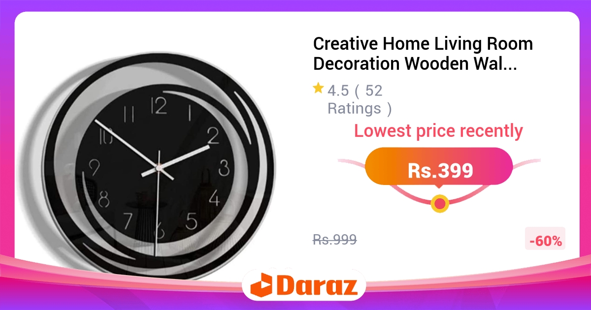 Creative Home Living Room Decoration Wooden Wall Clock