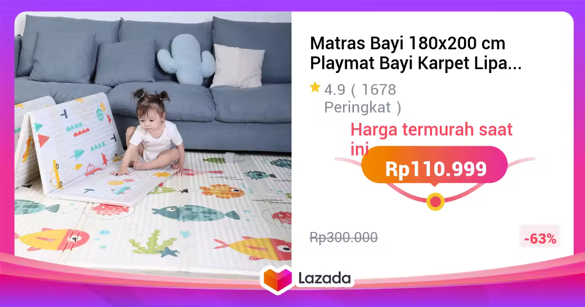 Matras Bayi 180x200 cm Playmat Bayi Karpet Lipat Anak/Bayi Tikar Lipat Foam Matras Anak