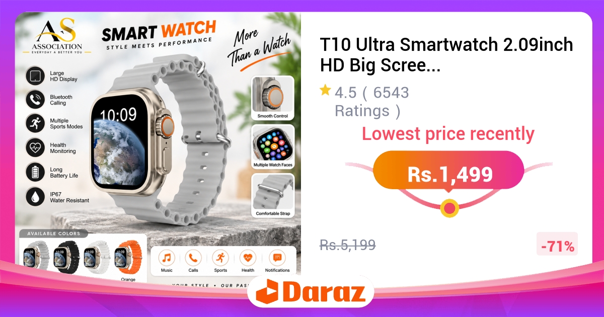 T10 Ultra Smartwatch 2.09" HD - Magnetic Wireless Charging, Bluetooth Call, Sleep Monitor