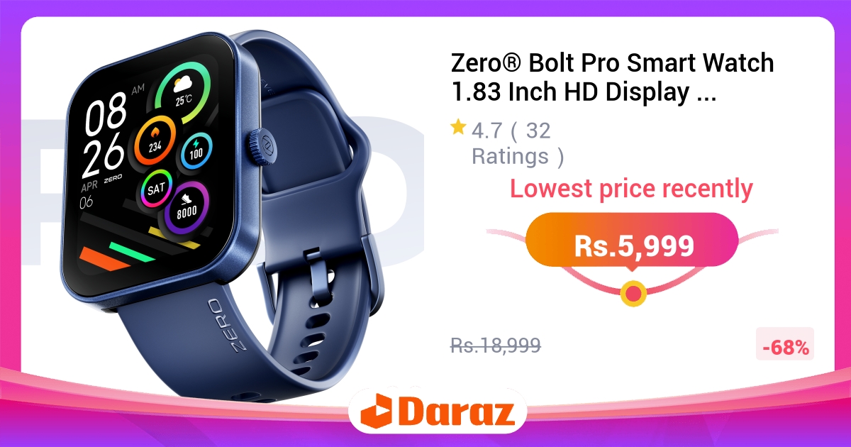 Zero Bolt Pro Smart Watch 1.83 Inch Bluetooth Calling