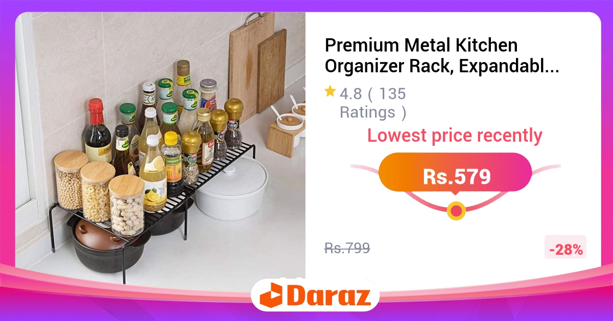 Premium Metal Kitchen Organizer Rack Expandable Shelf