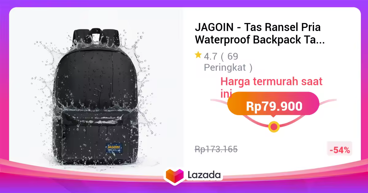 JAGOIN - Tas Ransel Pria Waterproof Backpack Tas Sekolah SMP SMA Kulit Sintetis