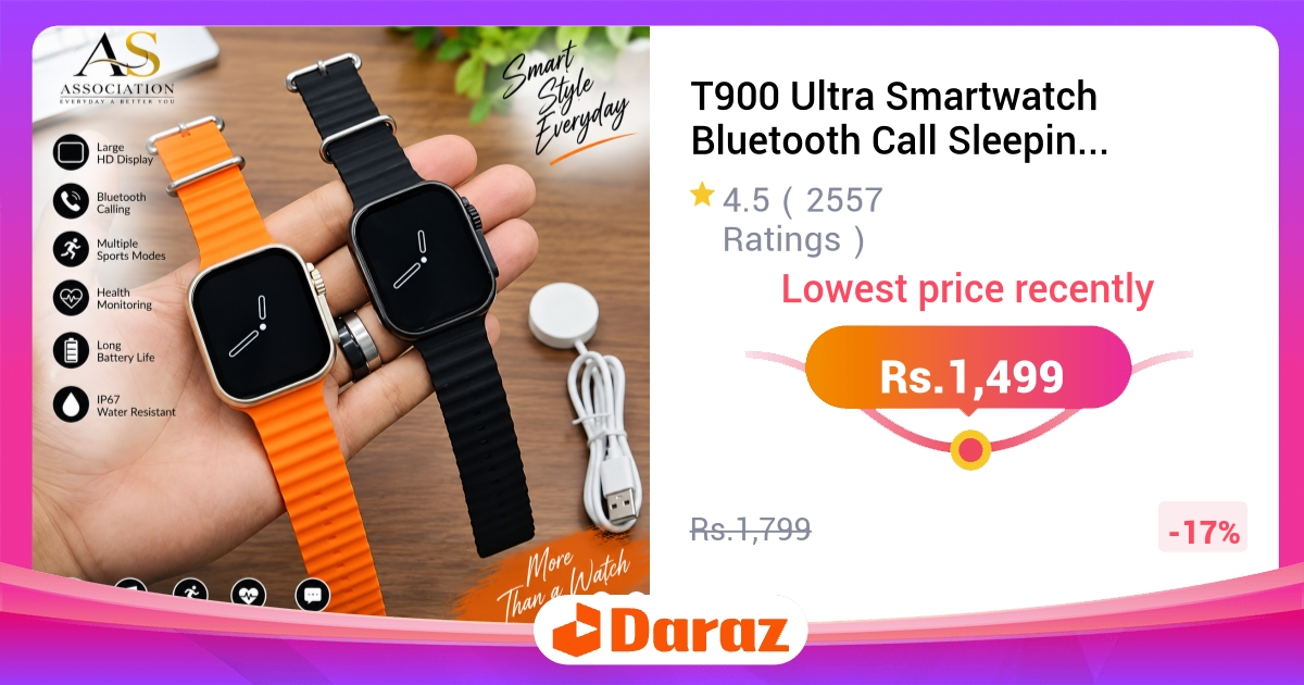 T900 Ultra Smartwatch Series 8 - 2.09" Full Touch, Bluetooth Call, Sleep Monitor