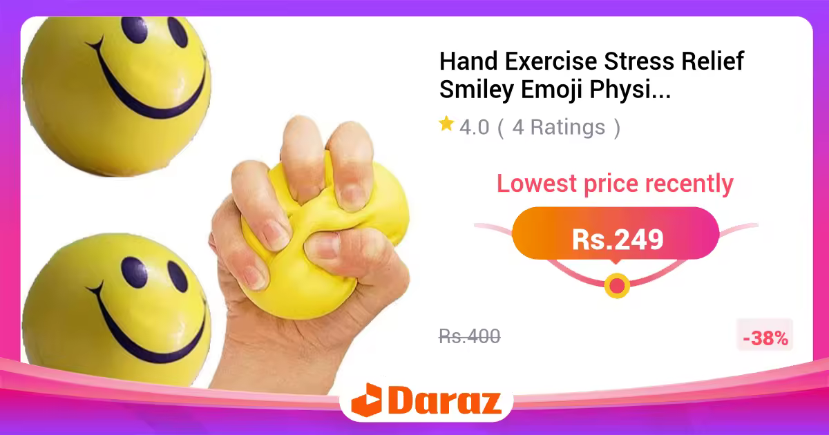 Hand Exercise Stress Relief Smiley Emoji Physio Ball Yellow Smile Face, Kids Birthday Gift