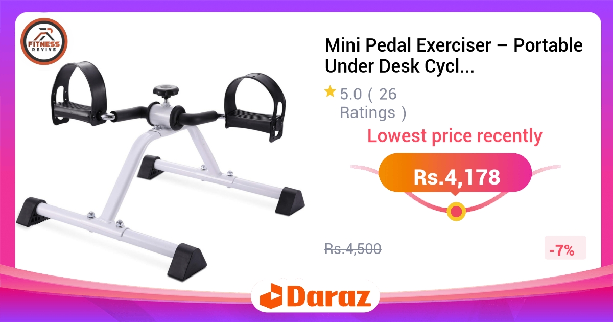 Mini Pedal Exerciser - Portable Under Desk Cycle for Leg & Arm Workout