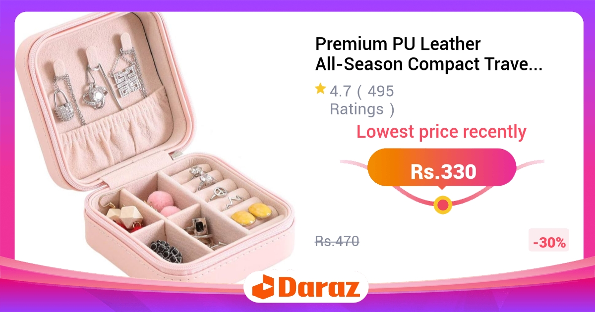 Premium PU Leather Travel Jewellery Box - Zippered Organizer for Earrings & Necklaces