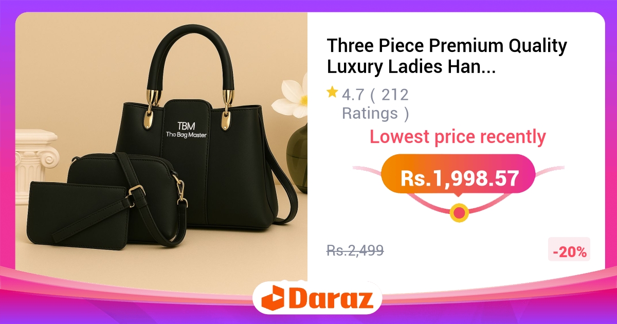 Three Piece Premium Luxury Ladies Hand Bags - Top Handle Large Capacity Shoulder Bag Set