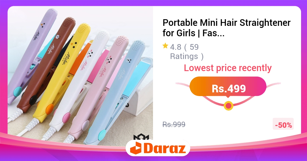 Portable Mini Hair Straightener - Fast Heating, Travel-Friendly, Anti-Slip