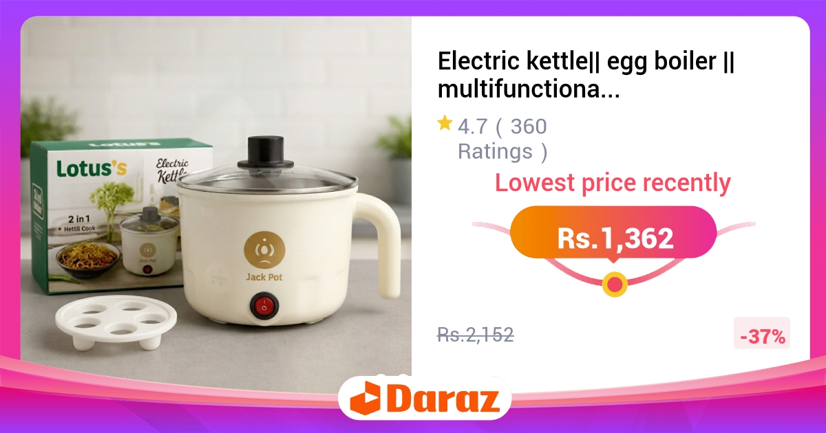 Multifunction Electric Kettle Egg Boiler Noodles Maker 1.2L