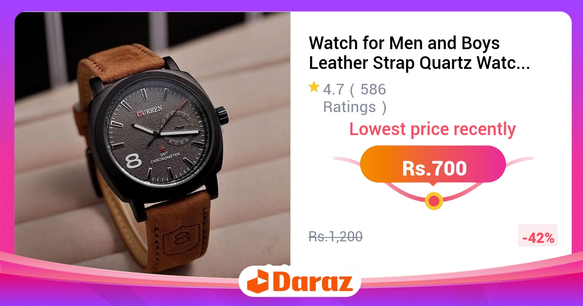 Watch for Men - Leather Strap Quartz, Casual Black Style