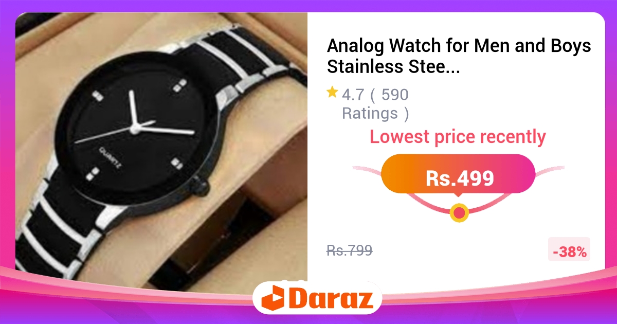 Analog Watch for Men - Stainless Steel Quartz Classic Style, Multiple Colors