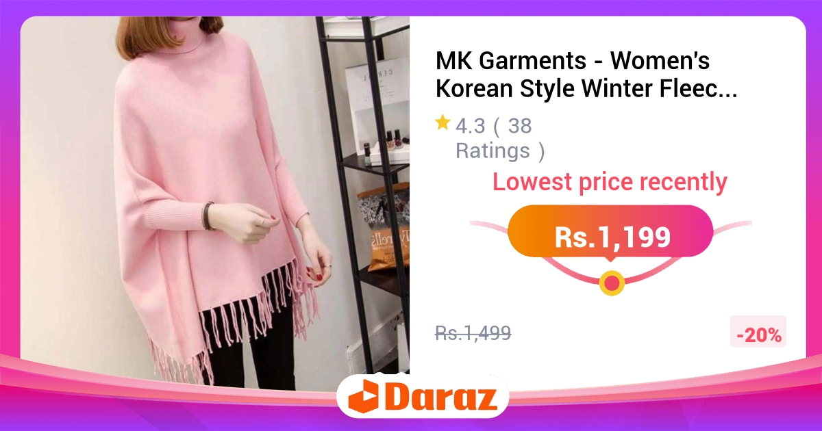 MK Garments Winter Fleece Cape Poncho - Korean Style for Girls