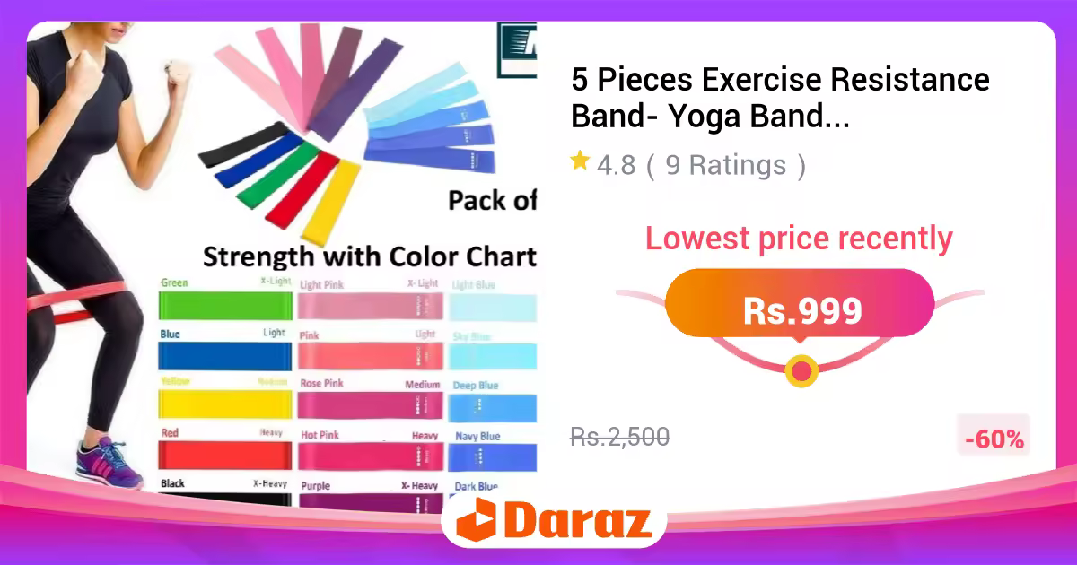 5 Pieces Exercise Resistance Band - Yoga Band - Yoga Resistance Band for Women and Men