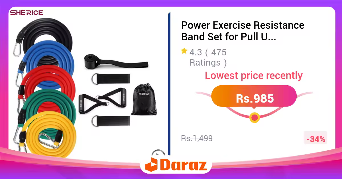 Power Exercise Resistance Band Set for Pull Up Body Fitness & Workout Loop Bands with Door Anchor