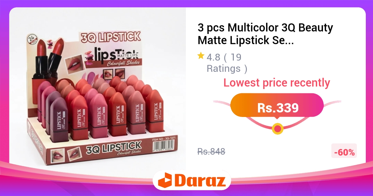 3Q Beauty Matte Lipstick Set 3pcs Velvet Finish