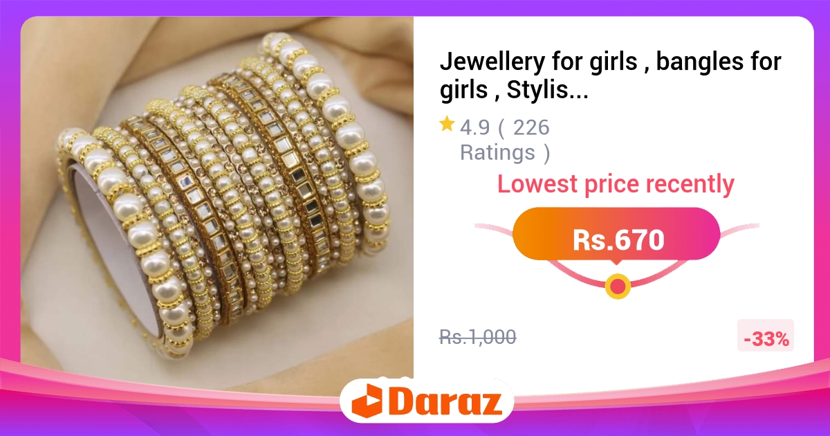 Stylish Pearl Kundan Bangle Set for Women & Girls