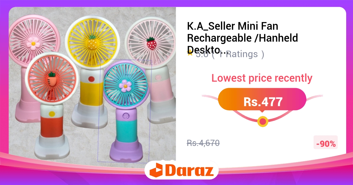 K.A Mini Fan Rechargeable Handheld Desktop USB Fan