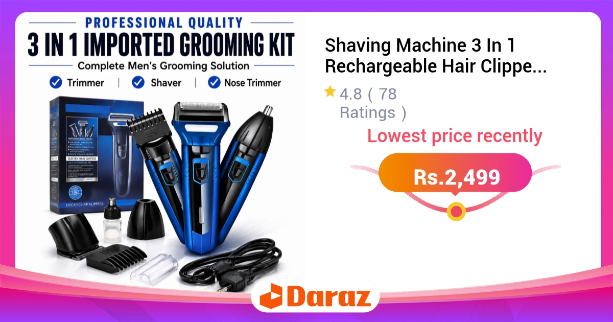 Shaving Machine 3 in 1 - Rechargeable Clipper, Beard Styling Trimmer