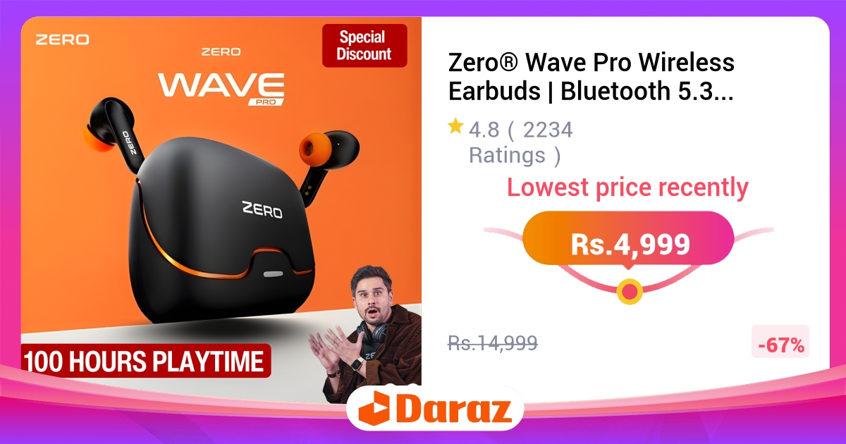 Zero Wave Pro Wireless Earbuds Bluetooth 5.3 Gaming