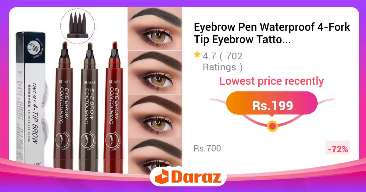 Eyebrow Pen Waterproof 4-Fork Tip Eyebrow Tattoo Pencil Long Lasting Professional Fine Sketch Liquid Eye Brow Pencil (RANDOM)