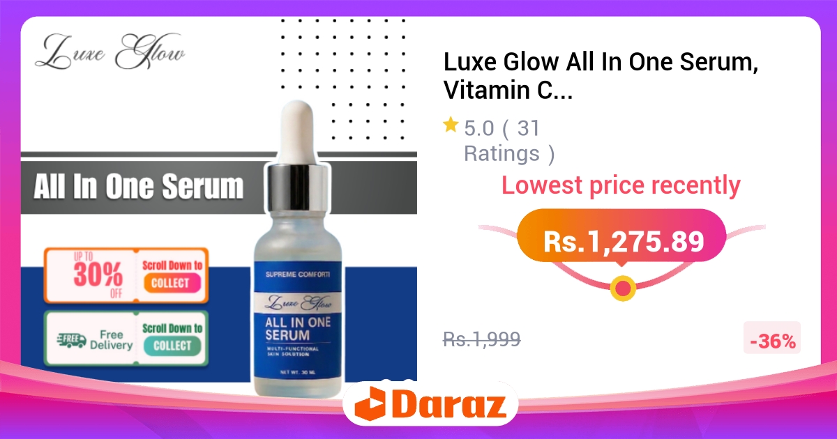 Luxe Glow All In One Vitamin C Niacinamide Serum 30ml