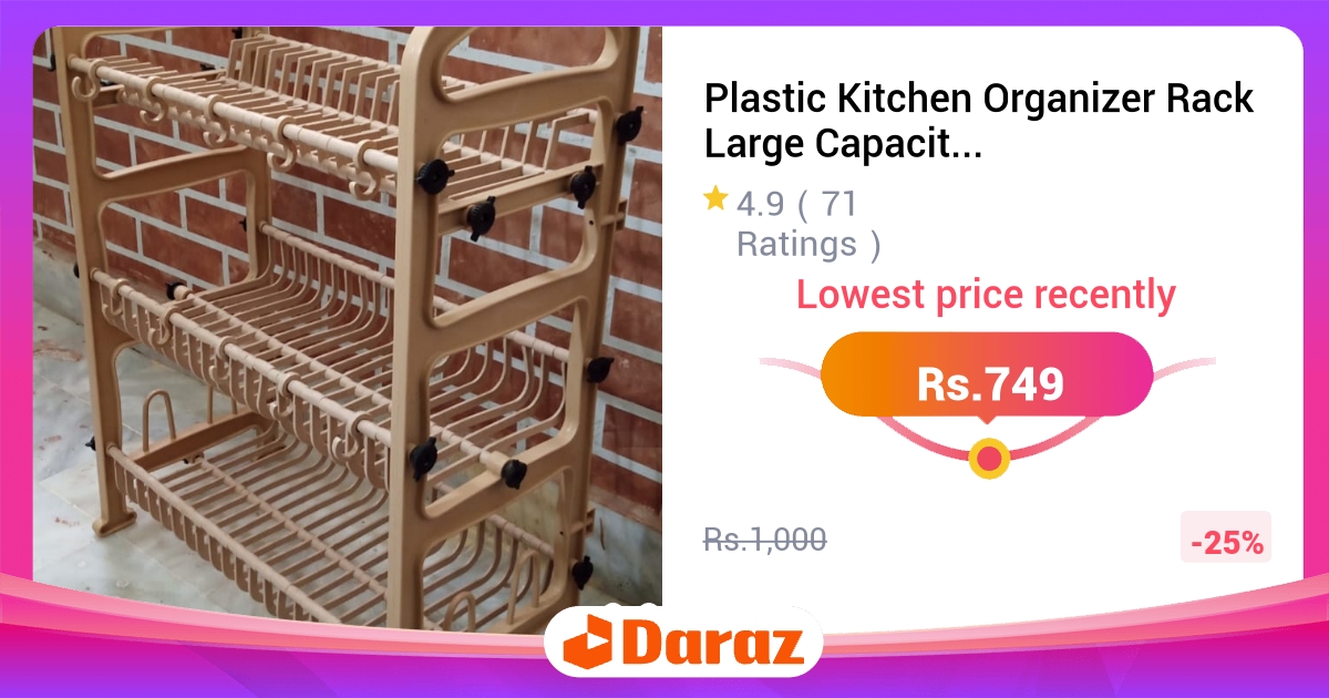 Plastic Kitchen Organizer Rack Crockery Storage Drainage