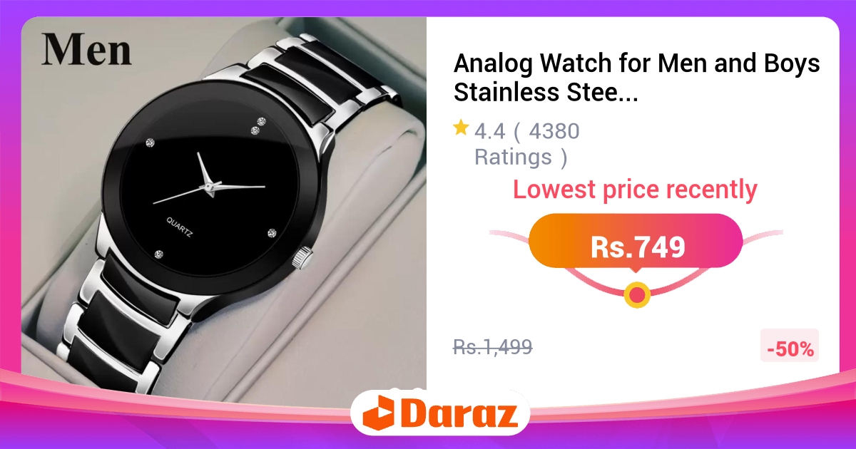 Analog Watch for Men - Stainless Steel Quartz, Classic Fashion Style
