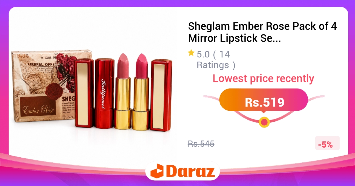 Sheglam Ember Rose Pack of 4 Mirror Lipstick Set