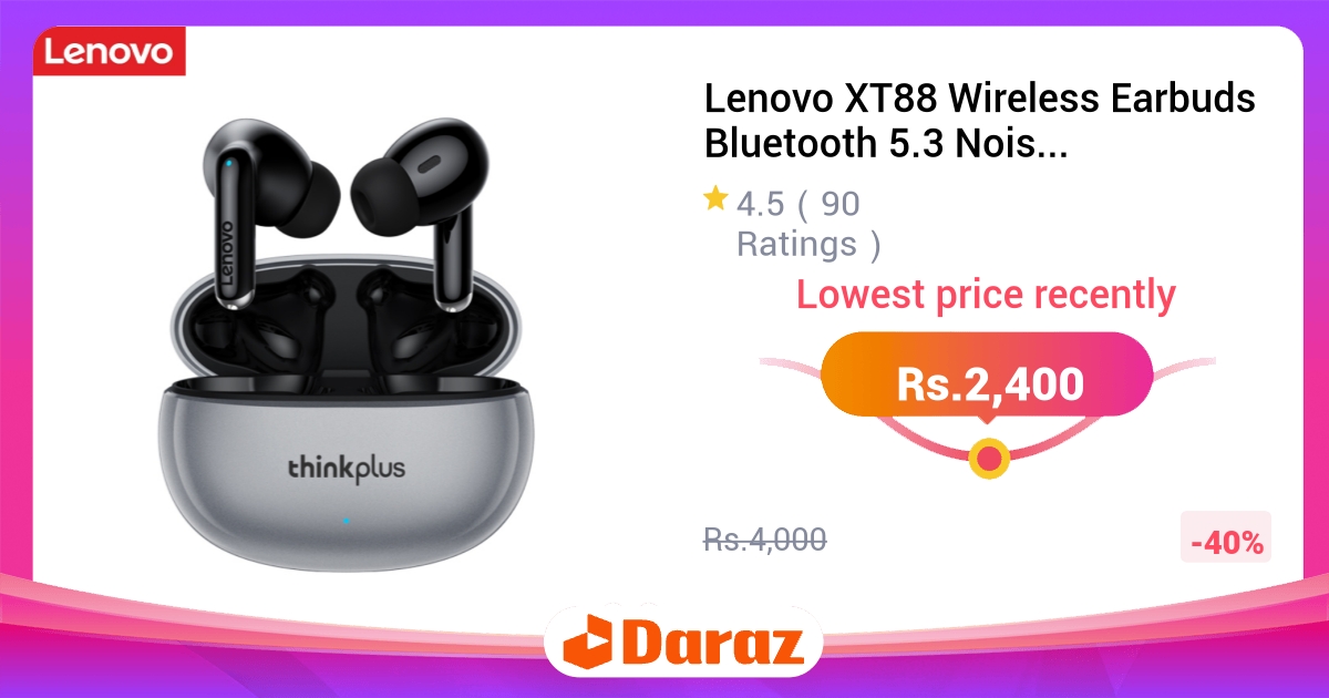 Lenovo XT88 Wireless Earbuds Bluetooth 5.3 Touch Control