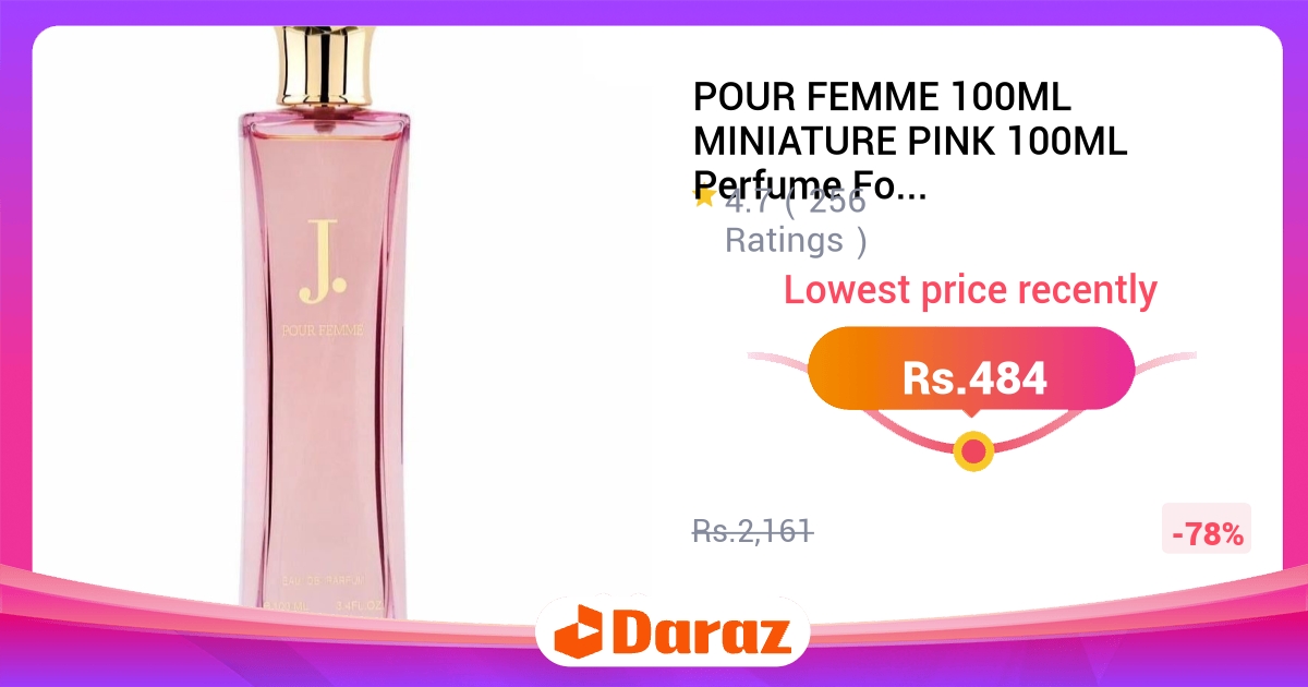 POUR FEMME 100ML Pink Perfume for Women & Girls - Best Gift