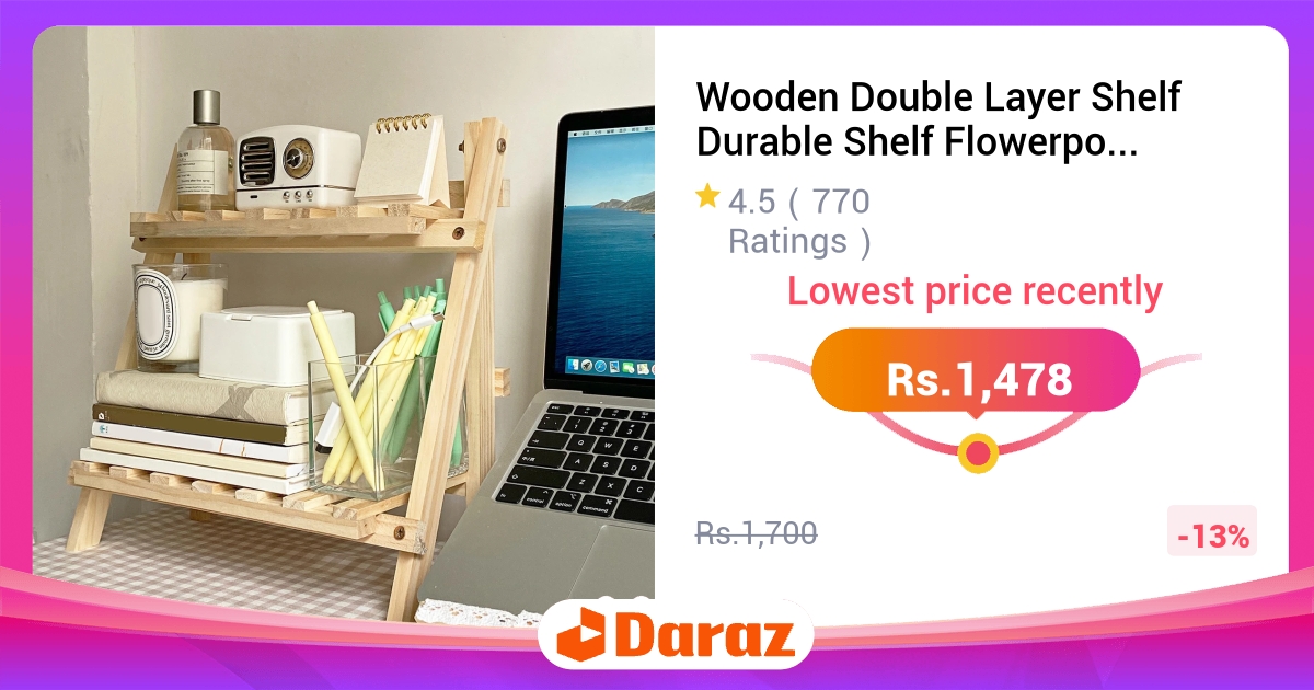 Wooden Double Layer Shelf Spice Storage Rack