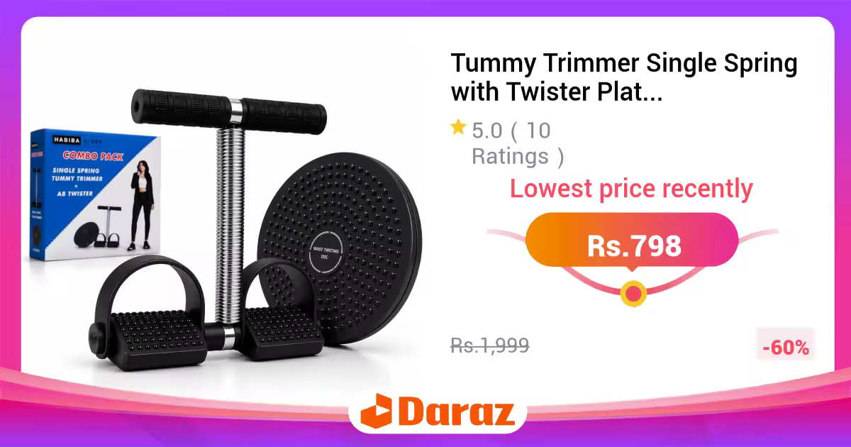 Tummy Trimmer Single Spring with Twister Plate Disc - Home Gym Fitness Exercise Machine | Ab Exerciser | Belly Fat Loss | Waist Twister | Full Body Workout Equipment for Men & Women