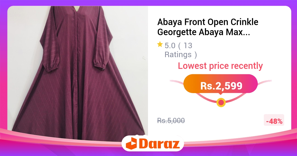 Abaya Front Open Crinkle Georgette - Maxi Style, AFH Collection