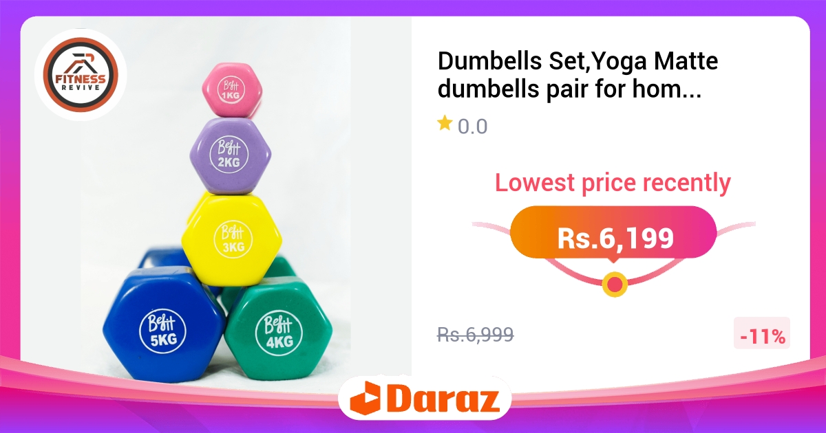 Dumbbells Set 3kg Pair with Yoga Mat - Home Gym Exercise
