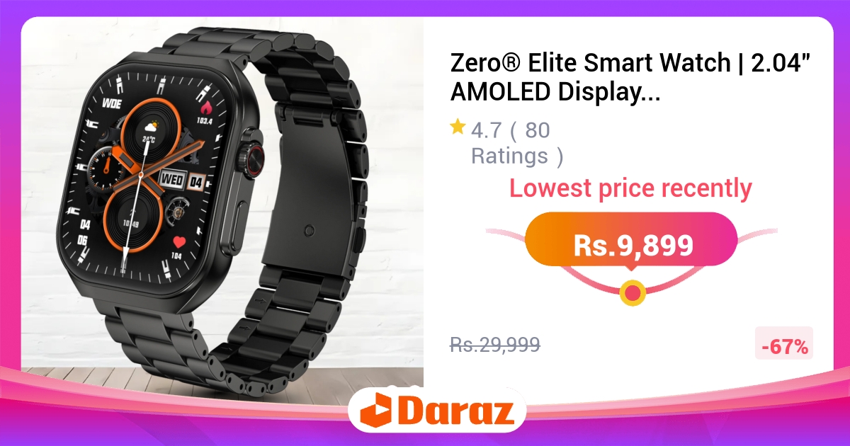 Zero Elite Smart Watch - 2.04" AMOLED, Bluetooth 5.3, Health Monitoring, IP67