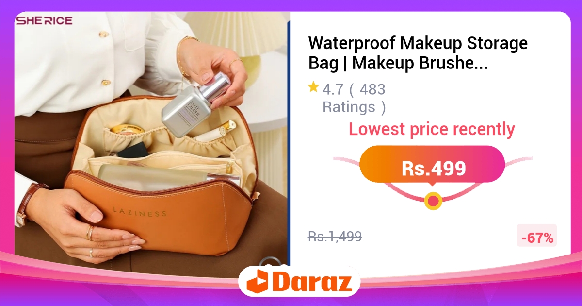 Waterproof Makeup Storage Bag - Brushes & Toiletries Organizer with Zipper