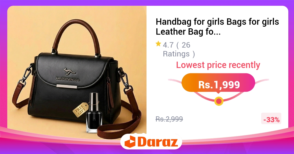 Cat Handle Leather Shoulder Handbag for Girls