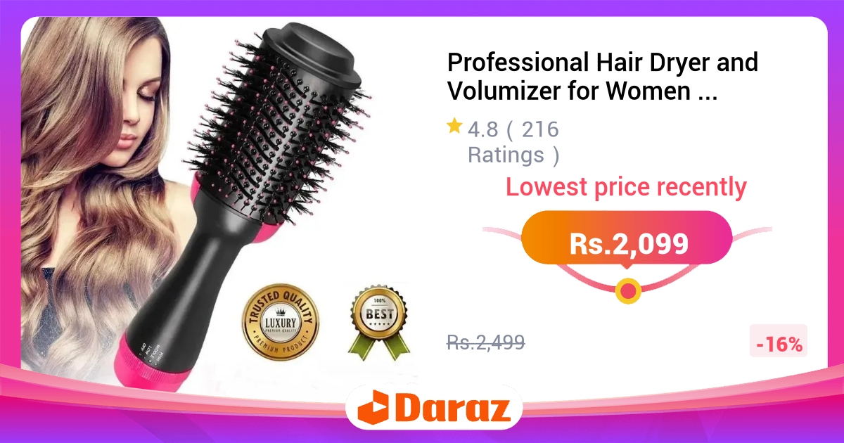 Professional Hair Dryer and Volumizer 3 in 1 - Ionic Technology