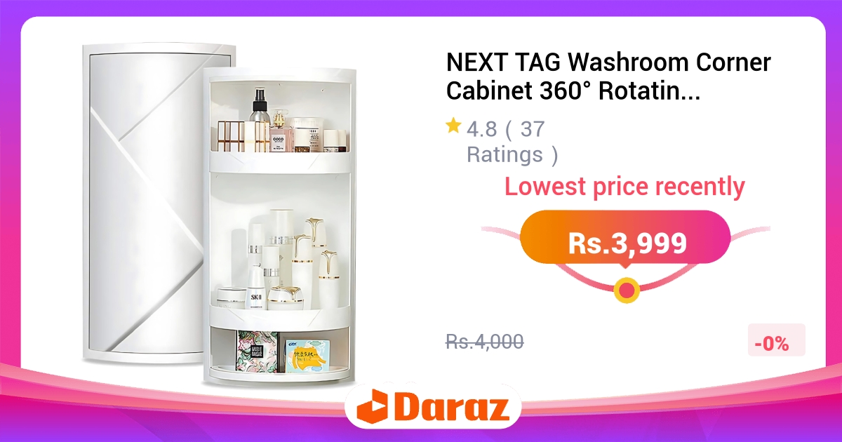 NEXT TAG Washroom Corner Cabinet 360 Rotating